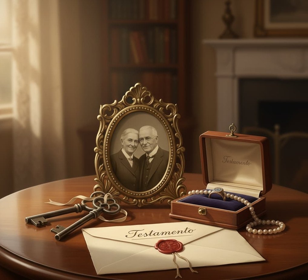 Bastón, reloj de bolsillo y anteojos sobre una mesa, símbolos del retiro y la jubilación.