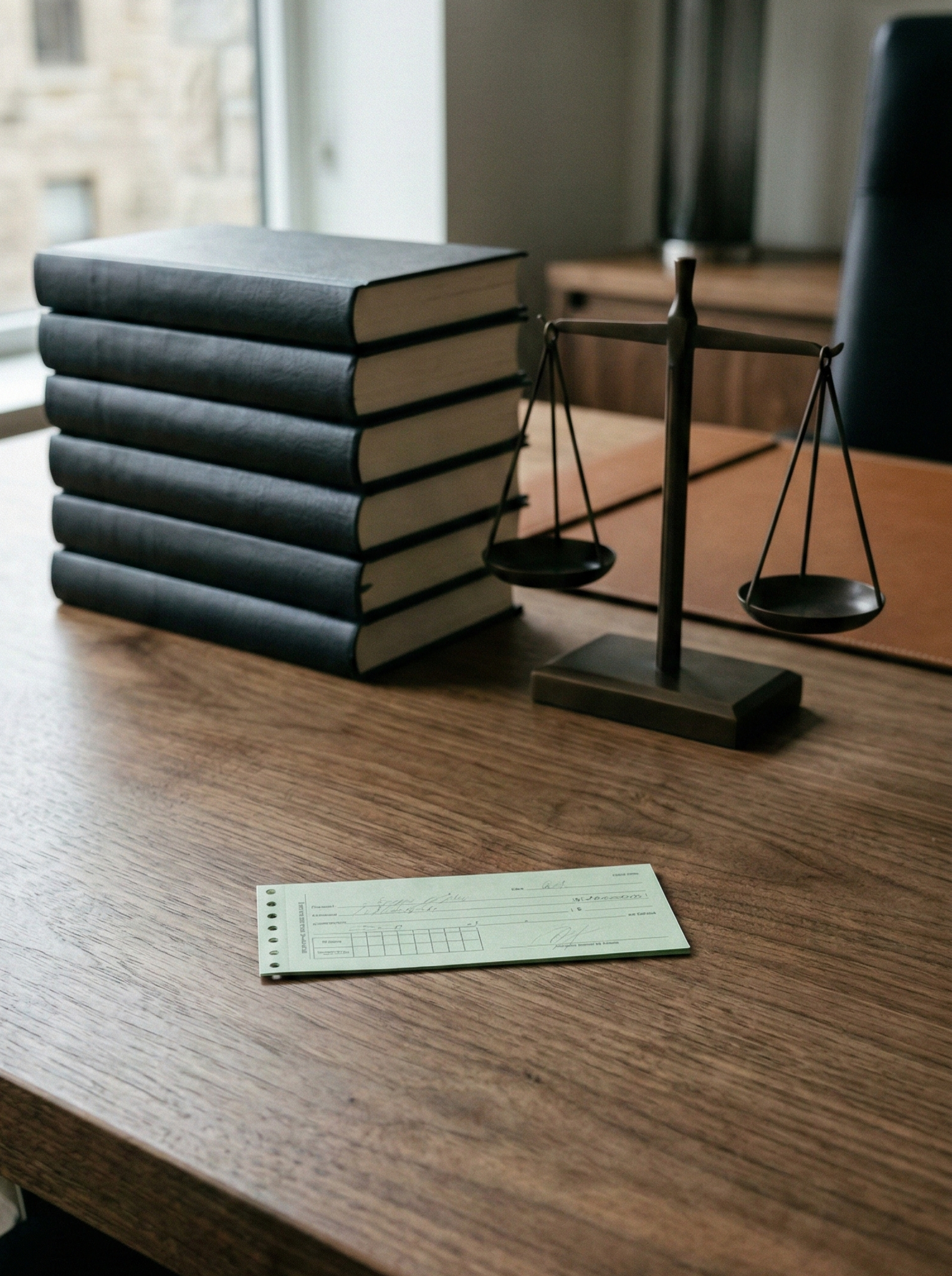 Pagaré sobre escritorio jurídico representando juicio ejecutivo y cobro de deudas en Argentina. Abogado de ejecuciones en Argentina – Cobro judicial de pagaré