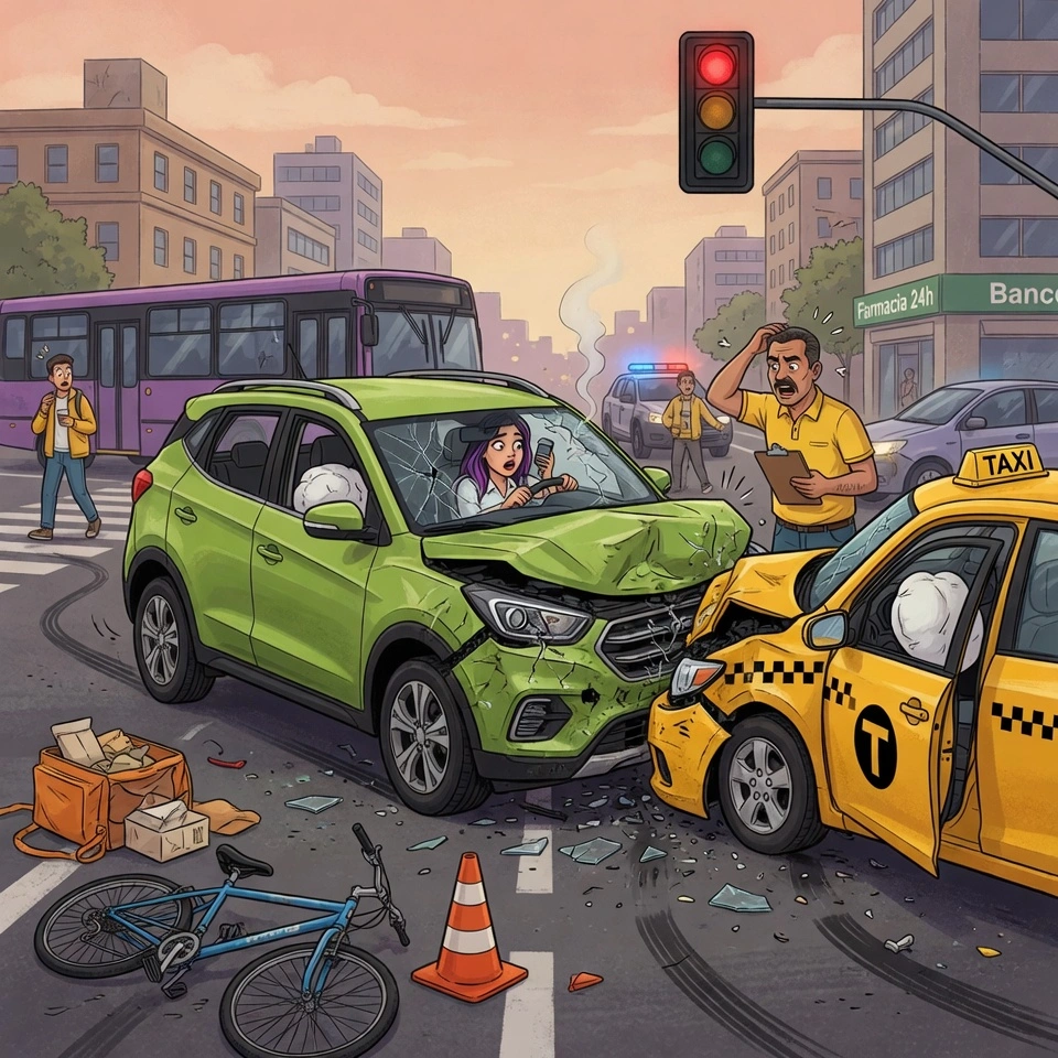 Ilustración representativa de un accidente de tránsito para abogado familia